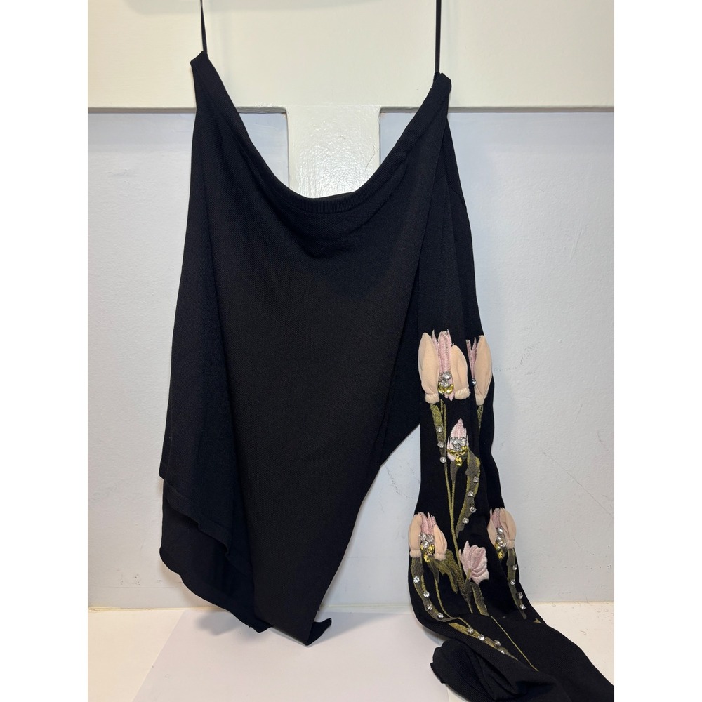 I.N.C. International Concepts Asymmetric Floral Embroidered Rhinestone Top L